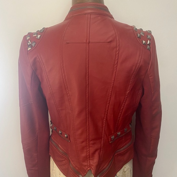 NWOT Vegan Leather Red Moto Jacket - Picture 2 of 9
